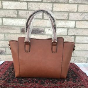Classic Brown Handbag with Gold Accents